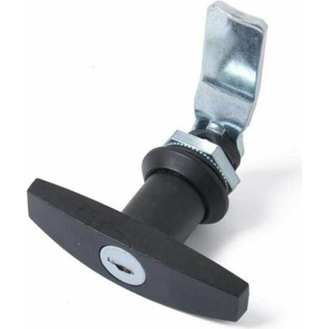 T-Griff-Schloss mit Schlüssel, Türriegel aus Aluminiumlegierung für Anhänger, universelles T-Griff-Schloss für Anhänger und Wohnmobile, Schwarz (1/5)
