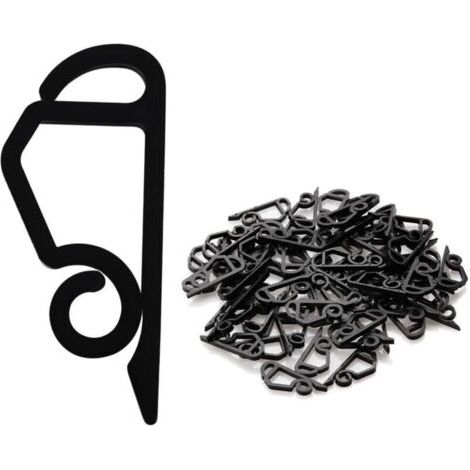 Pair Attaches pour gouttières lumineuses de Noël, crochets en plastique robustes pour décorations de Noël extérieures, noir