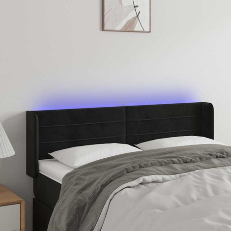 vidaXL Cabecero con LED de terciopelo negro 147x16x78/88 cm (1/5)