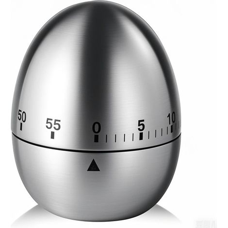 Minuterie Cuisine Minuteur Forme de Oeuf Alarme de Rotation Mécanique Manuelle Kitchen Timer pour La Cuisson Pâtisserie Acier Inoxydable (1/5)