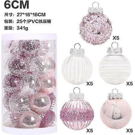 Décoration de Noël : Boules peintes roses et blanches pour animaux de compagnie (25 pièces) - Idéales pour sapin, restaurant, salon, maison ou fête. (1/5)