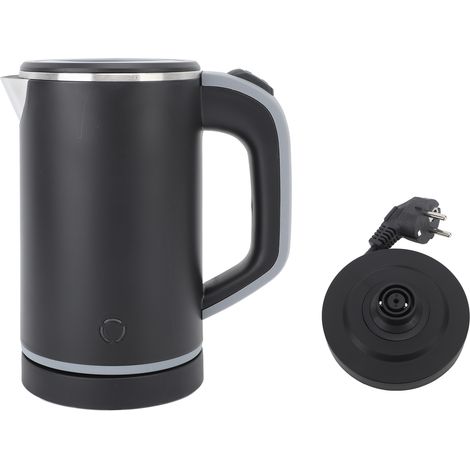 Bouilloire électrique domestique, acier inoxydable 304, double paroi isolante, petite bouilloire de voyage, noire, norme européenne, 220 V (1/5)