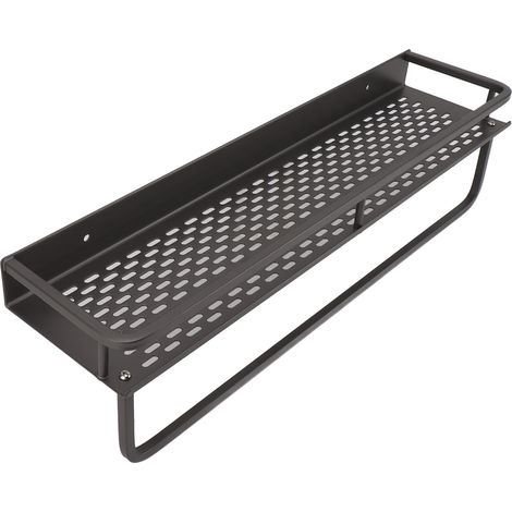 Mobiletto da bagno con portasapone a parete per WC e lavabo, staffa a muro in acciaio grigio scuro da 60 cm con vassoio (taglia extra large)