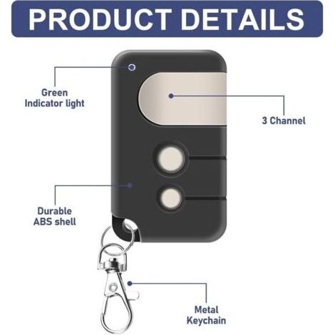 2 Télécommande d'ouverture de Porte de Garage Compatible avec Chamberlain MotorLift LiftMaster TX4RUNI,TX2REV,84335EML,84333E,94333E,4335EML 433,92MHz télécommandes pour MotorLift 500, 700, 1000 (1/4)