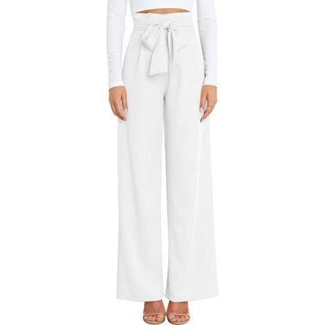 Pantalon De Travail - Jambe Large Taille Haute - Bureau Et Loisirs - Blanc - Taille L (1/5)