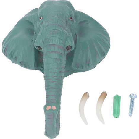 Patère murale simple en forme de tête d'éléphant, style rétro américain, détails réalistes, crochet porte-manteau en forme d'animal, convient aux entrées, bureaux et hôtels. (1/5)