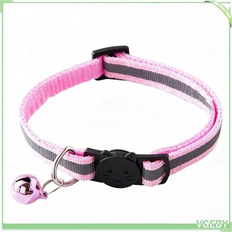 Collier pour chat - FAFEICY - avec cloche - Rose - Réglable 19–32 cm - Bande réfléchissante (1/5)
