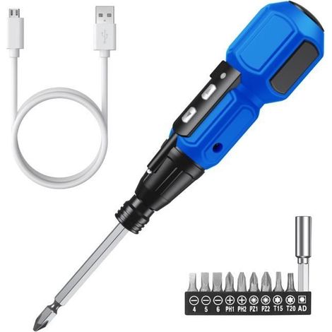 Visseuse Sans Fil ORIA - Tournevis électrique rechargeable avec LED intégrée - Bleu (1/4)