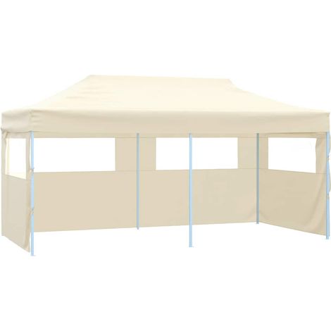 Tente de réception pliable avec 4 parois 3x6 m Acier Crème (1/5)