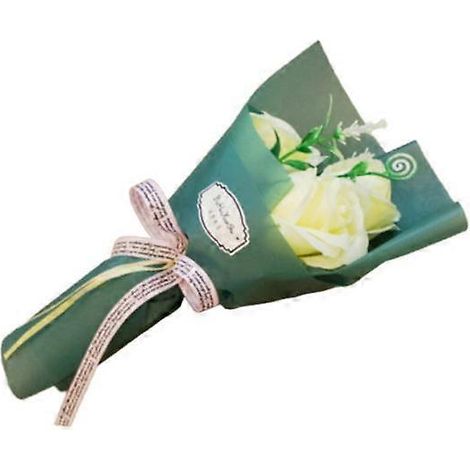 Bouquet de 3 roses artificielles, savon à la main, cadeau de Saint-Valentinblanc (1/5)