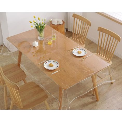 Kaelt - Nappe transparente lavable pour table et bureau Rectangulaire transparente en PVC (140×220 cm) Protection imperméable et oléophobe pour tables et meubles (1/4)