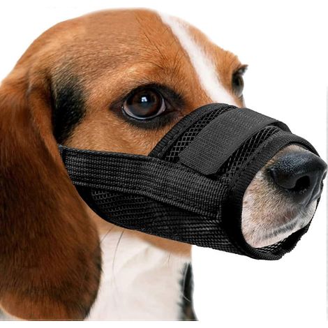 Muselière respirante en nylon ajustable pour chiens (XL, noire), muselière à réglage rapide, muselière anti-aboiements et anti-morsures (1/5)