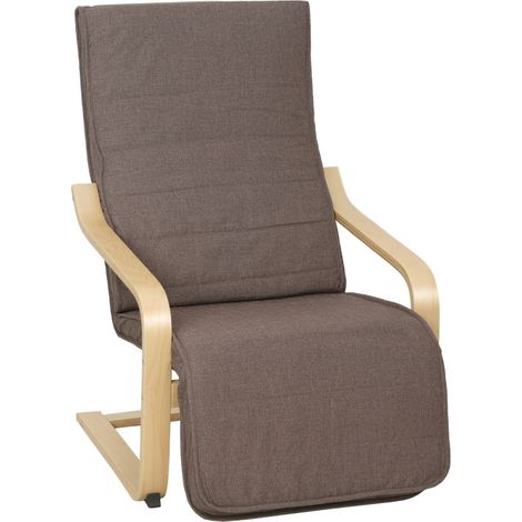 Fauteuil relax avec repose-pieds réglable cadre en bois de bouleau 66,5 x 94 x 100 cm marron (1/5)