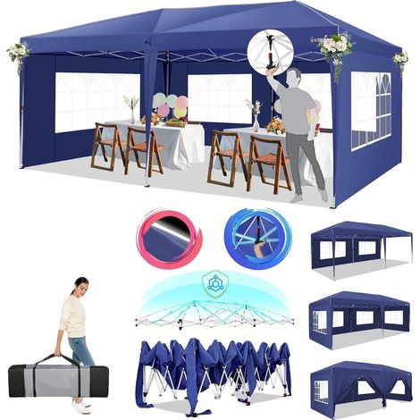 Abri de jardin pliant, Montage facile, Design étanche, Bleu marine (1/2)