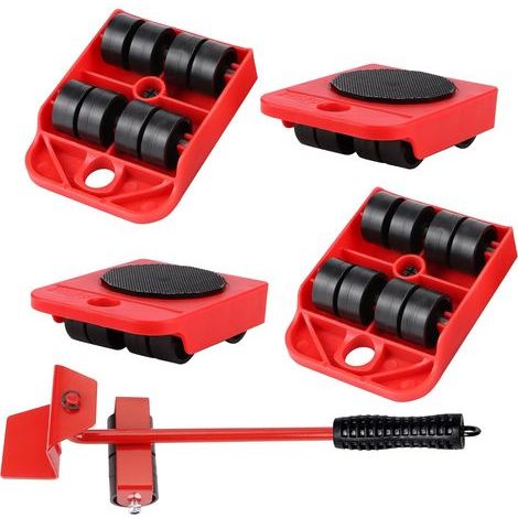 Kit de Deplace Meuble a Roulette 5 Pièces Leve Meuble Lourd Élévateur de Meubles Furniture Lifter Set Patins Rotatifs à 360 Degrés Charge Maximale 150kg (1/5)