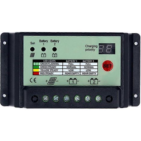 12V 24V Dual-Batterie-PWM-Solar-Laderegler für Batteriesysteme, Stromverteiler, Regler und Ladegerät (20A) (1/5)