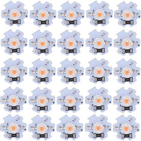 25 Perles LED 5V 200LM 1W Haute Puissance pour Luminaires DIY, Lumière Rose 380-840NM (1/5)
