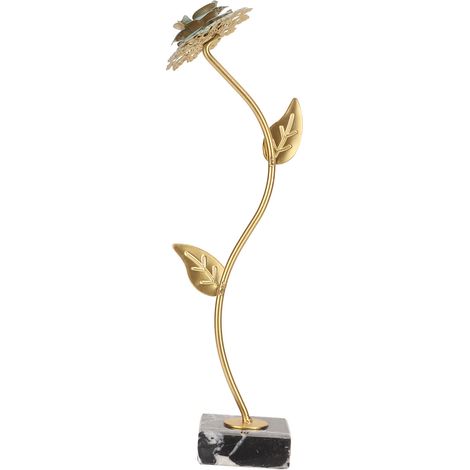 Statue de Fleur en Métal Élégante sur Socle Marbre, Idée Cadeau Maison & Décoration d'Intérieur (1/5)