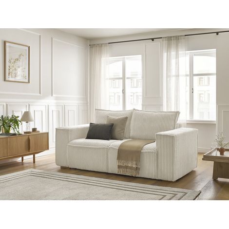 BOBOCHIC - Canapé droit convertible CHELSEA ouverture express gros côtelé doux  160x200 Beige (1/5)