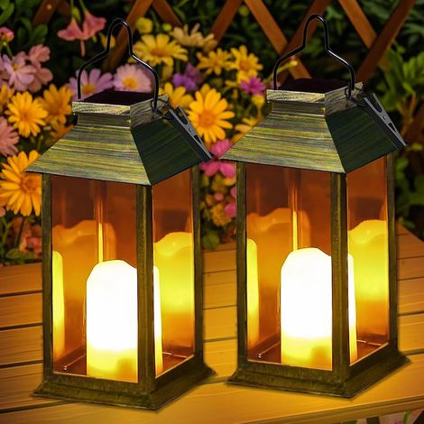 Lanterne solaire extérieure LED effet bougie