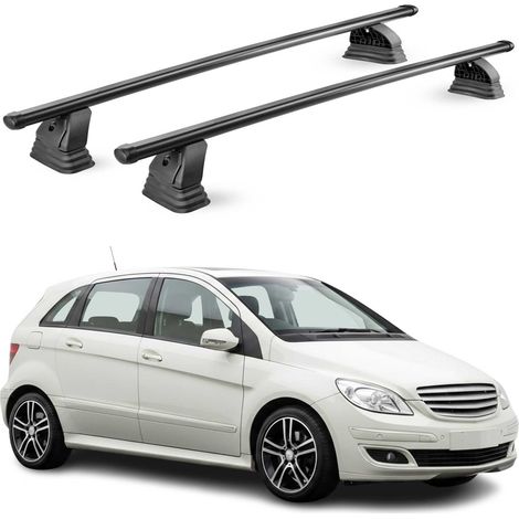 OMAC Barres de toit transversales en acier pour Mercedes Classe B W245 2005-2011 – TÜV / DIN 75302:2019 – Antivol inclus – Rainure en T (accessoires) – Charge max 75 kg – 2 barres – Noir (1/5)