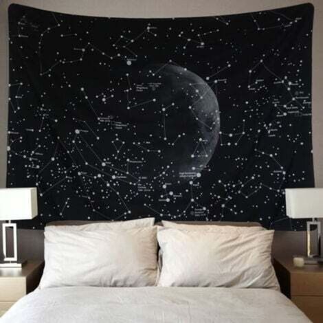 [JAMAIS UTILISÉ] 130x150cm Indien Hippie Bohème Mandala Tenture Murale Tapisserie pour la Nature Décorations Couvre-lit Courverture pour la Maison Salon Chambre Dortoir Décor (Carte des Constellations (1/4)