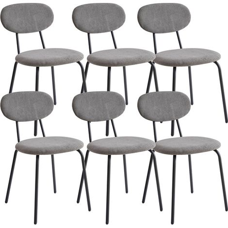Wokaka Set da 6 sedie – Sedie da pranzo minimaliste – Sedie in metallo – con schienale imbottito (Grigio) (1/5)