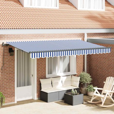 Toldo Retráctil Azul y 350 x 200 cm Poliéster y Aluminio