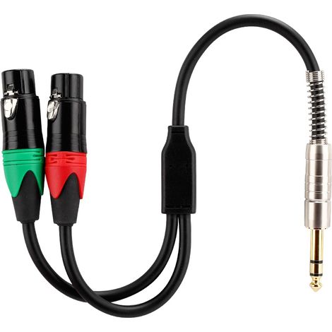 Câble audio 0.3M 24AWG cuivre pur double blindé, connecteur 6.35mm mâle vers double XLR femelle (1/5)