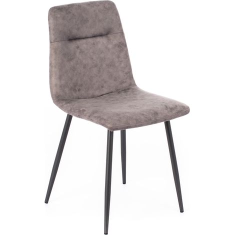 Sedia Lea con Struttura in Metallo e Seduta in Similpelle Grigio Vintage - Design Moderno Ergonomico 48.5 x 49 x 88 cm per Interni (1/5)