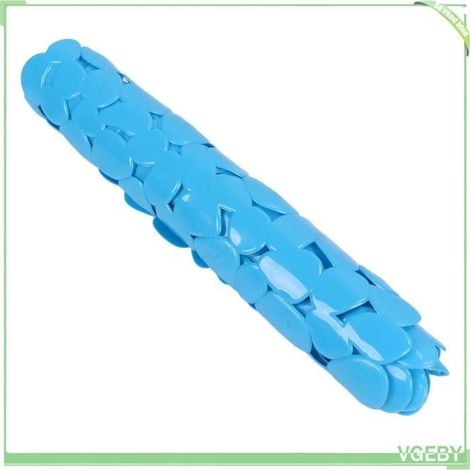 Tapis de baignoire - FAFEICY - Galets et coquillages ovales - PVC - Antidérapant à ventouses - Bleu (1/5)