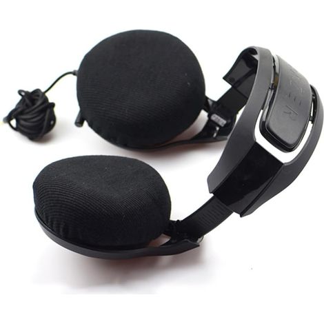 Housses de Casque Réutilisables 2 Pièces en Tissu Noir Protection Écouteurs, Absorption Sueur, Lot pour Écouteurs et Headsets, Diamètre 6 à 8, 5cm (1/5)