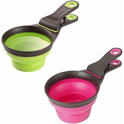 2 stuks opvouwbare voedsellepels, siliconen maatlepels, voerschepjes voor huisdieren, voor vakantie, kamperen, thuisgebruik (1/5)