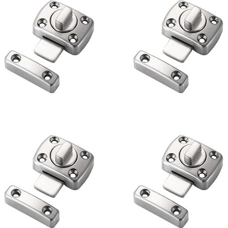 Verrou Loquet pour Porte 41x30mm et Fenêtre Moraillon en Alliage de Zinc Coulissante Serrure pour Porte et Fenêtre Placard Argent 4 Pièces (1/5)
