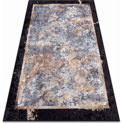MIRO 51328.804 Waschteppich Abstraktion Anti-Rutsch - grau / gold grey 160x220 cm