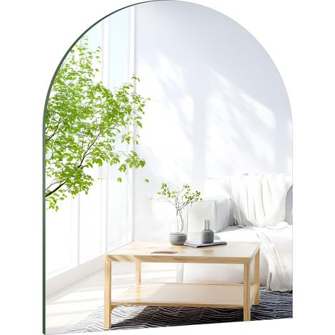 Miroir mural 50 x 40 cm à coller pour mur, autocollant sans cadre, miroir en verre HD pour salle de bain, porte d'armoire, couloir, chambre à coucher (arche) (1/5)