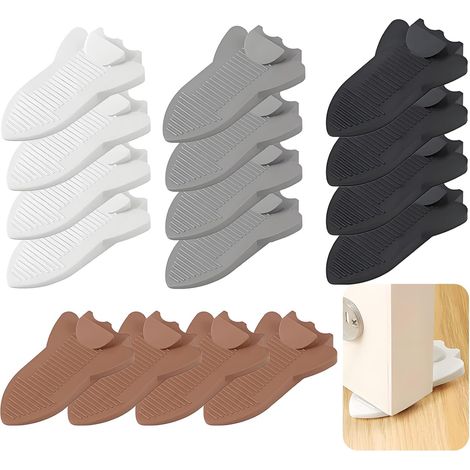16 Pièces Bloque Porte Caoutchouc Souple pour Tous Les Types de Sols, Design Anti-Rayures et Antidérapant Bloc Porte Interieur, Ne Pas Endommager Le Sol Calle Porte Sol(4 couleurs) (1/5)