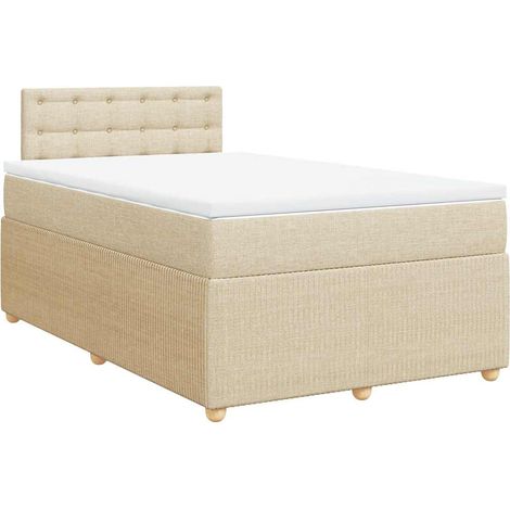 Maison Exclusive - Sommier à lattes de lit avec matelas crème 120x190 cm tissu (1/5)