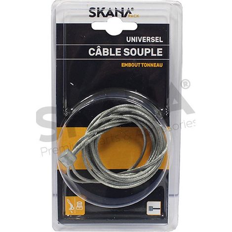 Flexibles Kabel ø: 2 mm mit Tonneau-Ende 9 x 9 mm. Länge: 2,5 m.