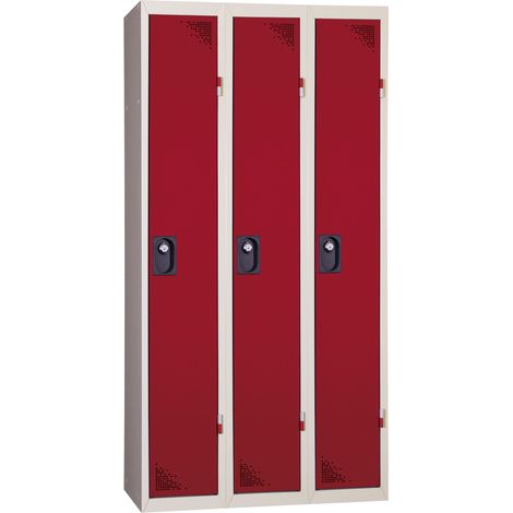PROVOST - Vestiaire industriel Provost 3 colonnes - Rouge - Métal - À monter