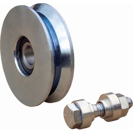 Deco Fer Forge – Roue de portail coulissant Ø120mm – Acier zingué – Charge max 410kg – Installation facile avec axe de fixation
