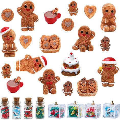 Lot de 36 accessoires de lutin de Noël - Lutin de Noël miniature - Accessoires de maison de poupée - Porte de lutin - Avec bonhomme en pain d'épice - Accessoires de lutin (1/5)
