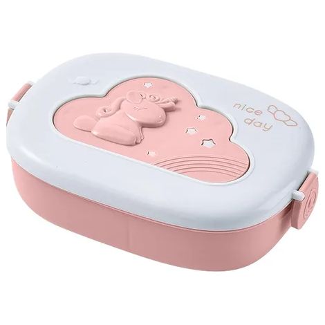 Lonchera Bento para niños, compartimentos para niños, lonchera para niños, escuela, camping, picnic, contenedor de comida portátil (rosa) (1/4)
