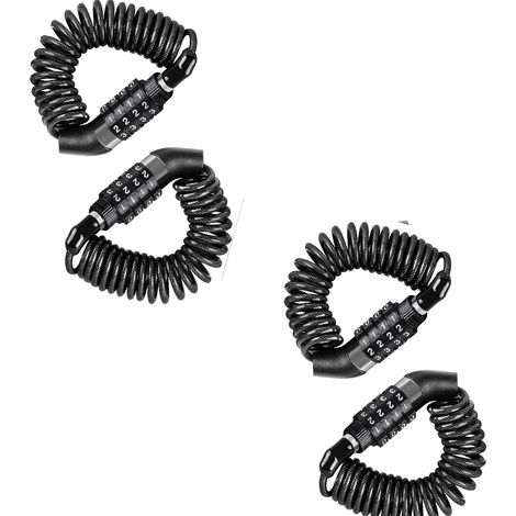 Cable Antivol - Câble En Acier Tressé Revêtu De PVC - Design Spiralé Rétractable - Pour Casque De Moto Ou De Vélo Et Scooter - 4 Chiffres (1/5)