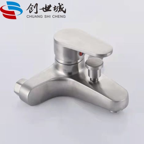 Concealed stainless steel shower faucet, 304 stainless steel hot and cold shower head and mixing valve - single faucet brushed finish.