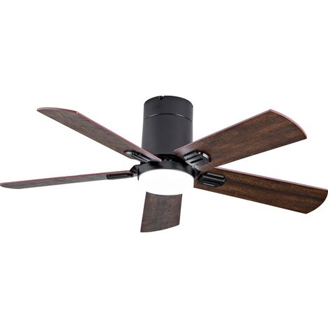 CAIziVentilateur de plafond noir plat de 42 pouces avec télécommande, LED à intensité variable 3 couleurs, moteur DC réversible silencieux avec fonction mémoire, usage intérieur et extérieur pour cham
