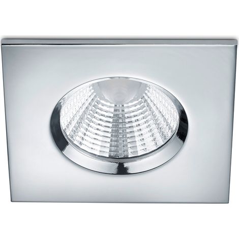 Eckiger LED Deckeneinbaustrahler ZAGROS dimmbar in Silber Chrom, IP65 (1/5)