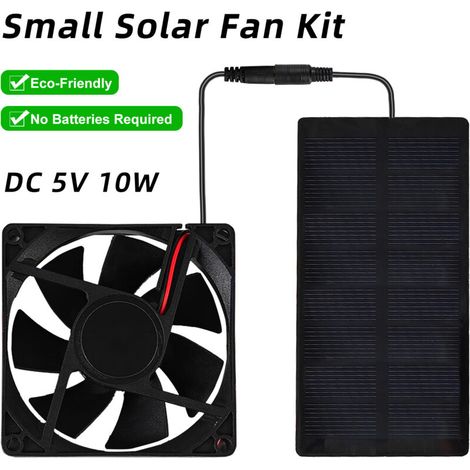 Piccolo ventilatore da campeggio a energia solare per esterni con kit pannello, 3000 giri/min, impermeabile IP65 - Versatile Homes RVS Greenhouses PETS-Crezuo