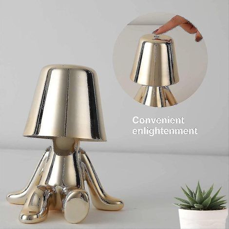 Touch-Nachttischlampe, goldene Thinker-Schreibtischlampe, kabellos, wiederaufladbar, tragbar, dekorativ, mit USB-Ladefunktion - F-silber (1/5)