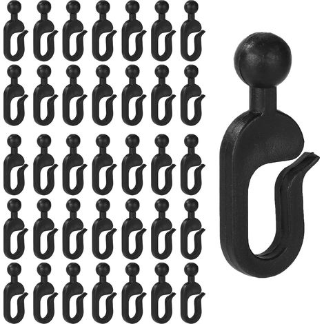 36pcs Crochet en Plastique pour Rideaux de Tonnelle, Noirs Crochet Tonnelle Multi-Usages pour la Maison l'Extérieur Les Pergolas Terrasses et Auvents (1/5)